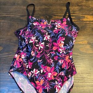 Calvin Klein Vibrant Floral One Piece Padded Swimsuit with Adjustable Straps